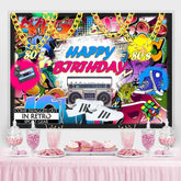 Retro Hüfte Pop Urban Graffiti Glücklich Geburtstag Hintergrund